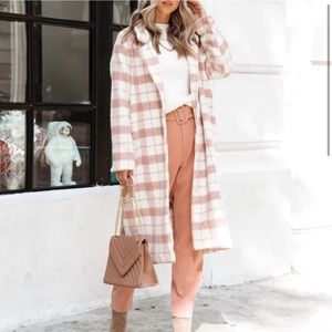 Pink Plaid Coat Small